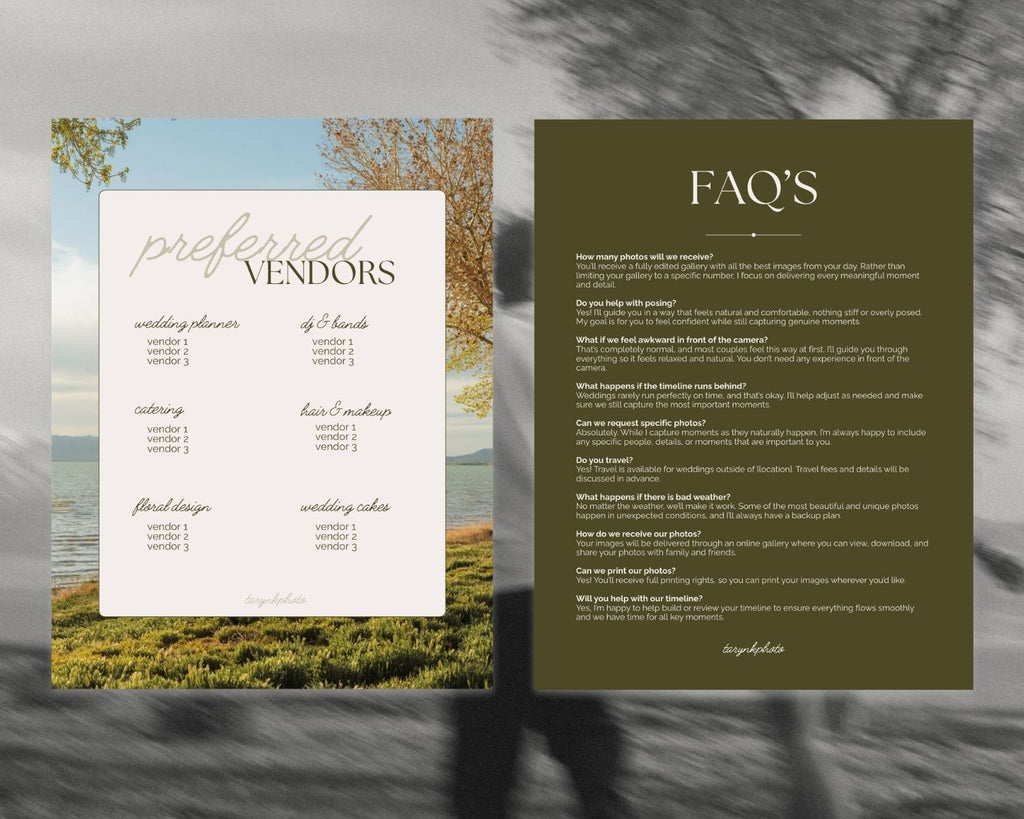 Wedding Photography Client Guide Template | Fully Editable Canva Guide for Photographers